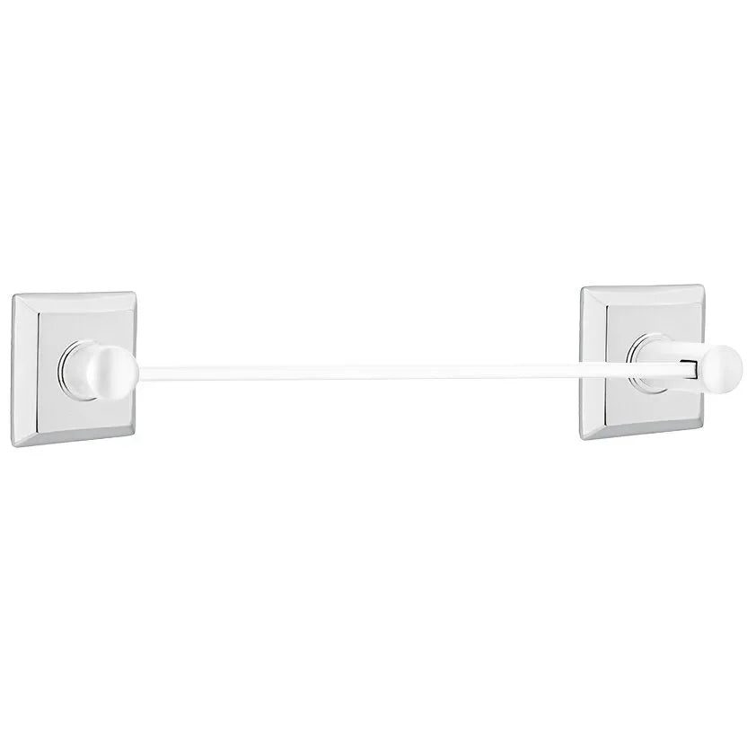 Emtek Modern Brass Towel Bar (18" Wide) With Quincy Rosette in Polished Chrome finish