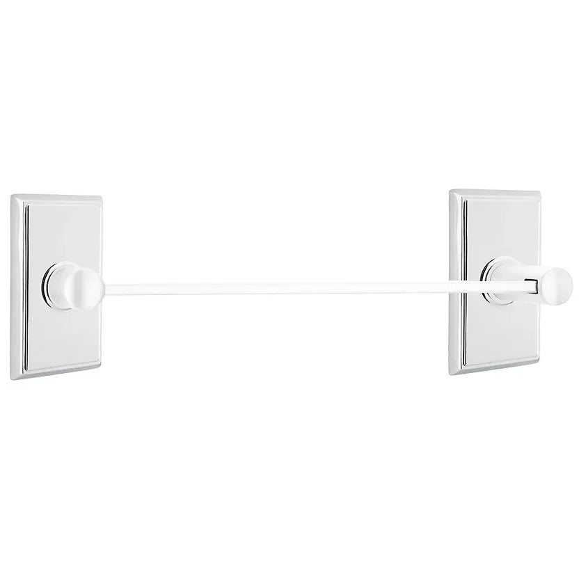 Emtek Modern Brass Towel Bar (24" Wide) With Rectangular Rosette in Polished Chrome finish