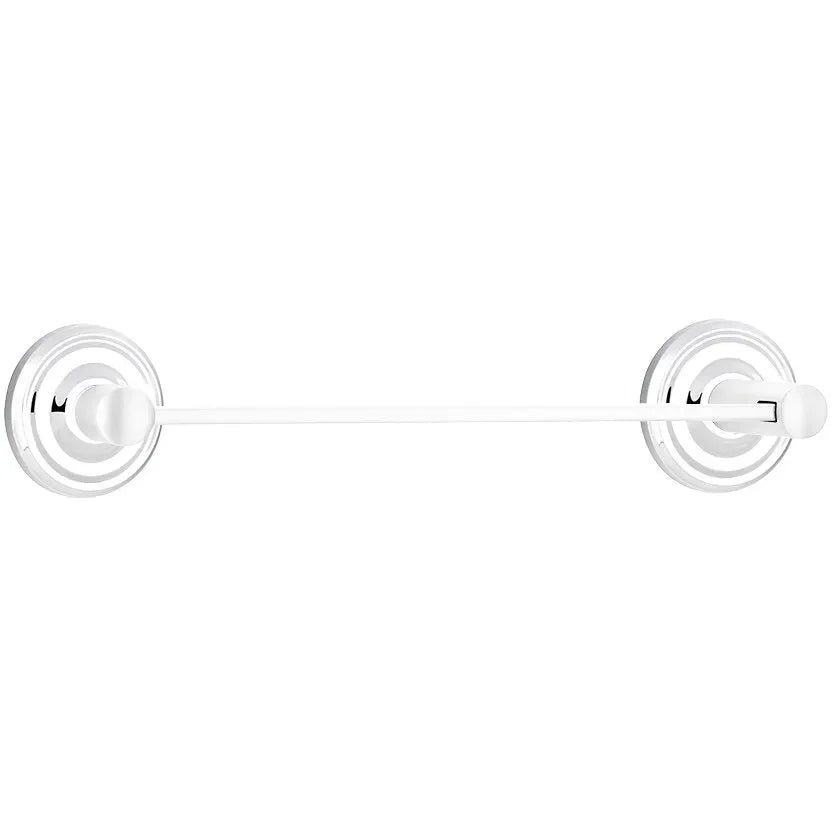 Emtek Modern Brass Towel Bar (24" Wide) With Regular Rosette in Polished Chrome finish