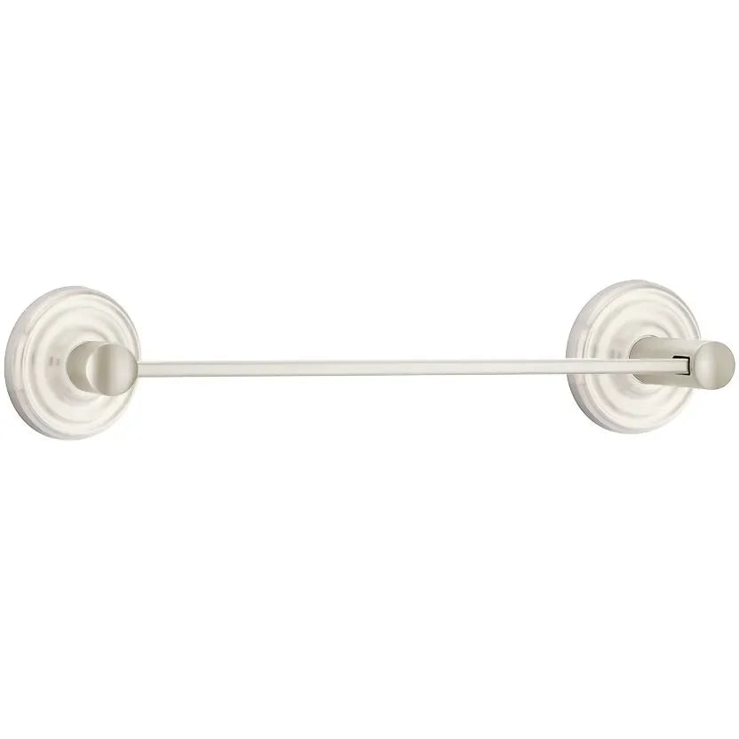 Emtek Modern Brass Towel Bar (18" Wide) With Regular Rosette in Satin Nickel finish