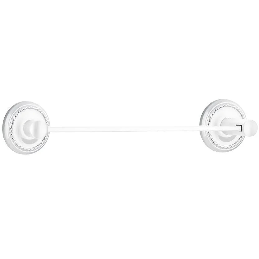 Emtek Modern Brass Towel Bar (18" Wide) With Rope Rosette in Polished Chrome finish