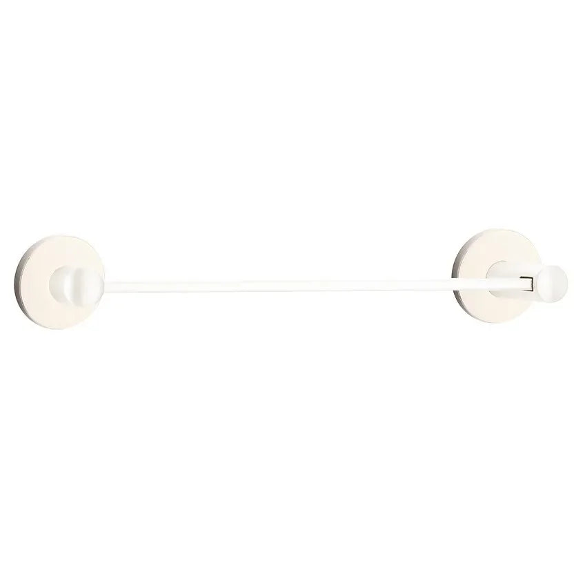 Emtek Modern Brass Towel Bar (30" Wide) With Small Disc Rosette in Lifetime Polished Nickel finish
