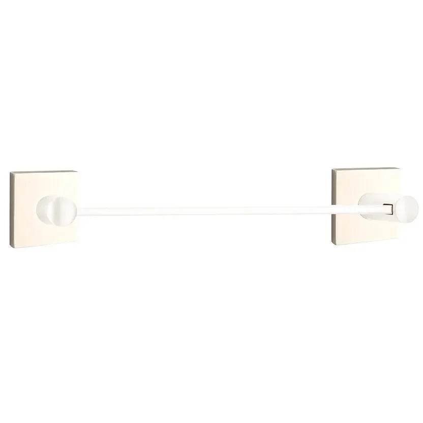 Emtek Modern Brass Towel Bar (18" Wide) With Square Rosette in Lifetime Polished Nickel finish