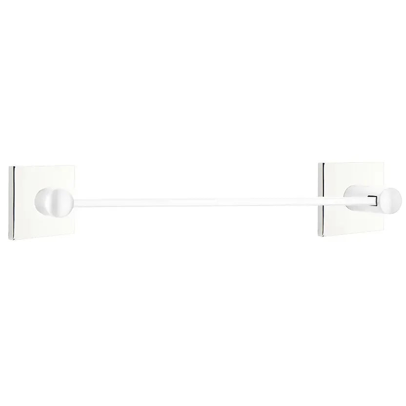 Emtek Modern Brass Towel Bar (30" Wide) With Square Rosette in Polished Chrome finish