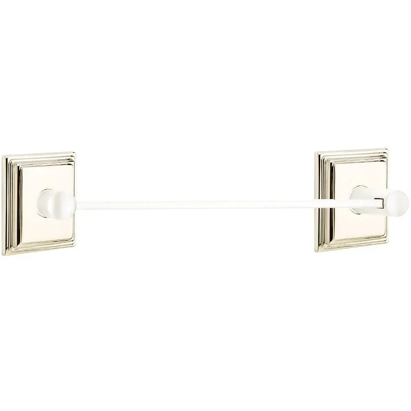 Emtek Modern Brass Towel Bar (12" Wide) With Wilshire Rosette in Lifetime Polished Nickel finish