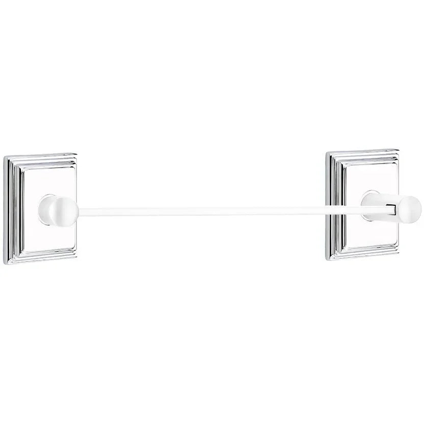 Emtek Modern Brass Towel Bar (30" Wide) With Wilshire Rosette in Polished Chrome finish