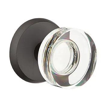 Emtek Modern Disc Crystal Knob with #2 Rosette in Flat Black Bronze Patina finish