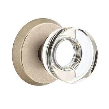 Emtek Modern Disc Crystal Knob with #2 Rosette in Tumbled White Bronze finish