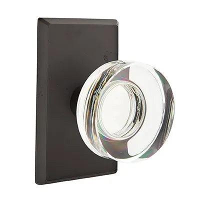 Emtek Modern Disc Crystal Knob with #3 Rosette in Flat Black Bronze Patina finish