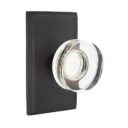 Emtek Modern Disc Crystal Knob with #3 Rosette in Medium Bronze Patina finish