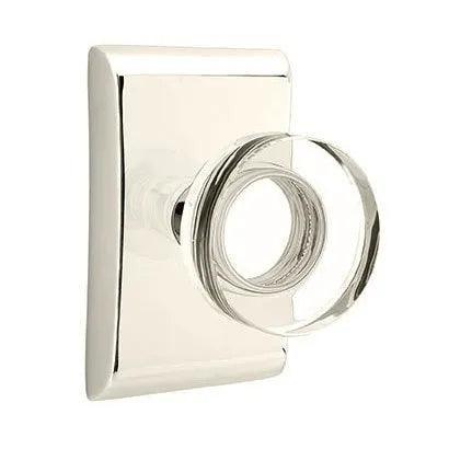 Emtek Modern Disc Crystal Knob with Neos Rosette in Lifetime Polished Nickel finish