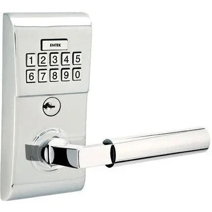 Emtek Modern Electronic Keypad Leverset with Hercules Lever Polished Chrome