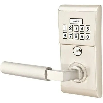 Emtek Modern Electronic Keypad Leverset with Hercules Lever Satin Nickel