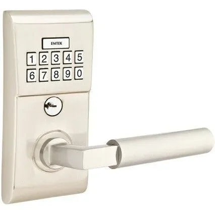 Emtek Modern Electronic Keypad Leverset with Hercules Lever Satin Nickel