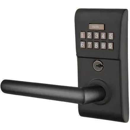 Emtek Modern Electronic Keypad Leverset with Stuttgart Lever Flat Black