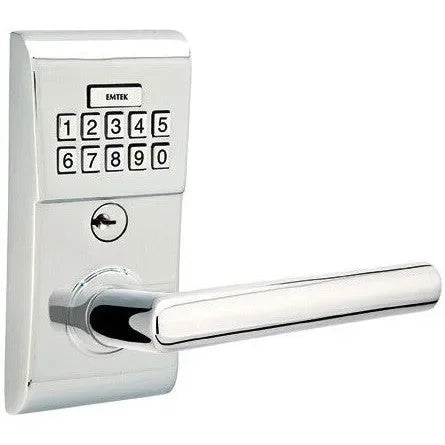Emtek Modern Electronic Keypad Leverset with Stuttgart Lever Polished Chrome