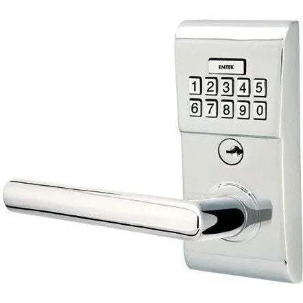 Emtek Modern Electronic Keypad Leverset with Stuttgart Lever Polished Chrome