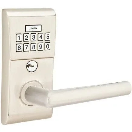 Emtek Modern Electronic Keypad Leverset with Stuttgart Lever Satin Nickel