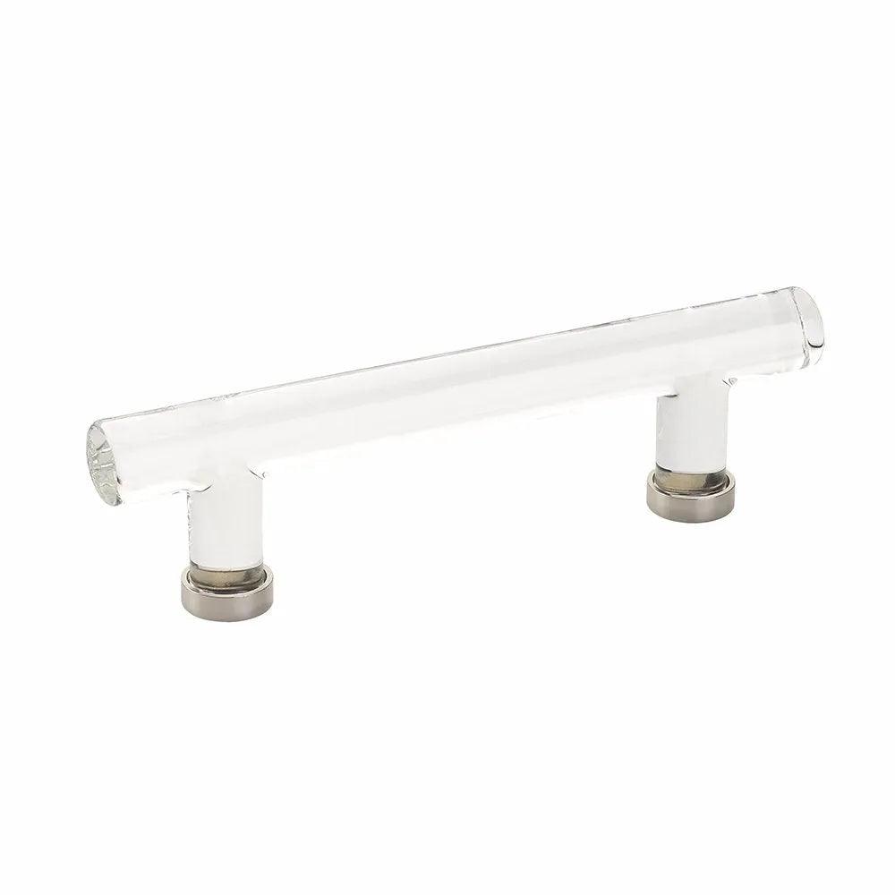 The Emtek Modern Glass Bar Cabinet Pull, 4" Center to Center in Lifetime Polished Nickel finish