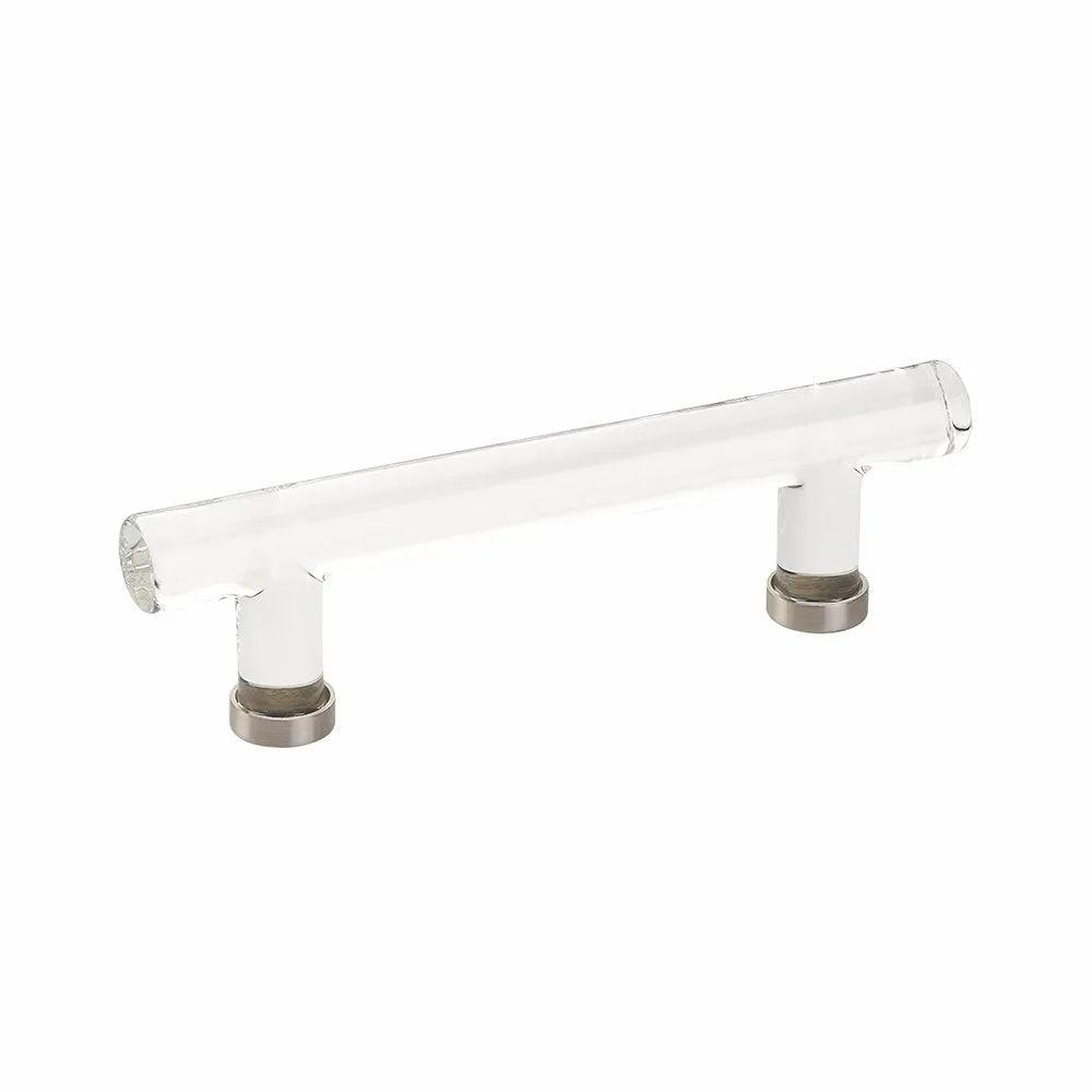 The Emtek Modern Glass Bar Cabinet Pull, 4" Center to Center in Satin Nickel finish