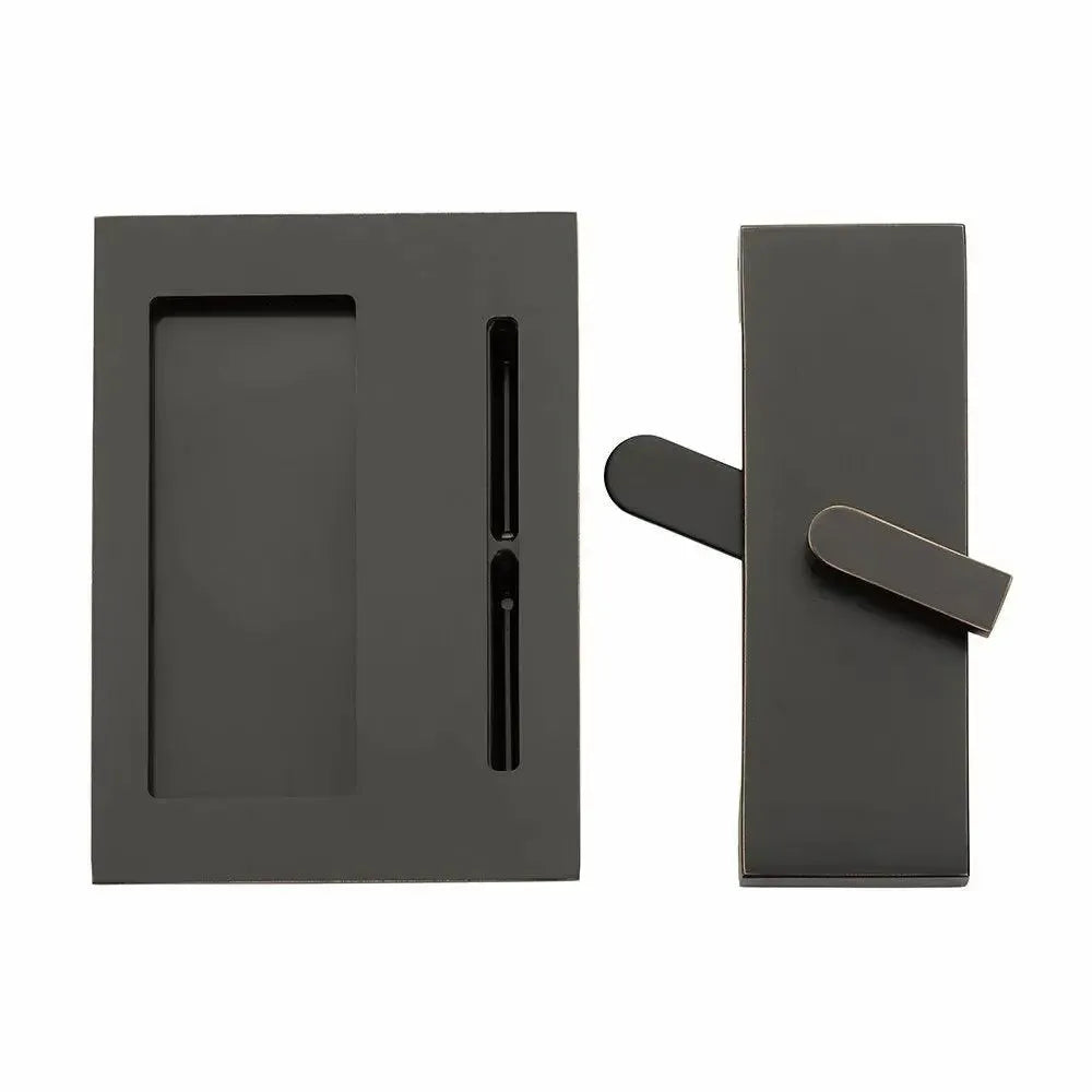 EmtekEmtek Modern Rectangular Barn Door Privacy Lock and Flush Pull with Integrated Strike in 