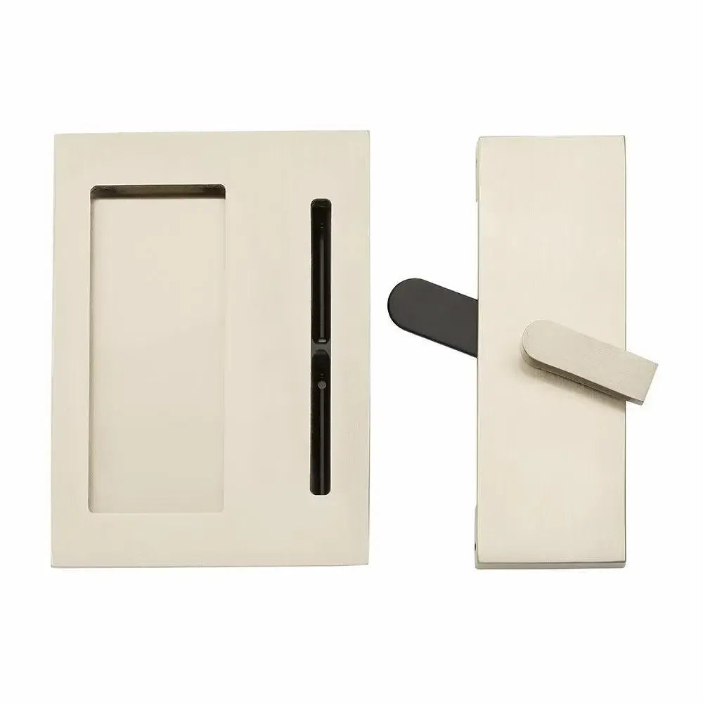 EmtekEmtek Modern Rectangular Barn Door Privacy Lock and Flush Pull with Integrated Strike in 
