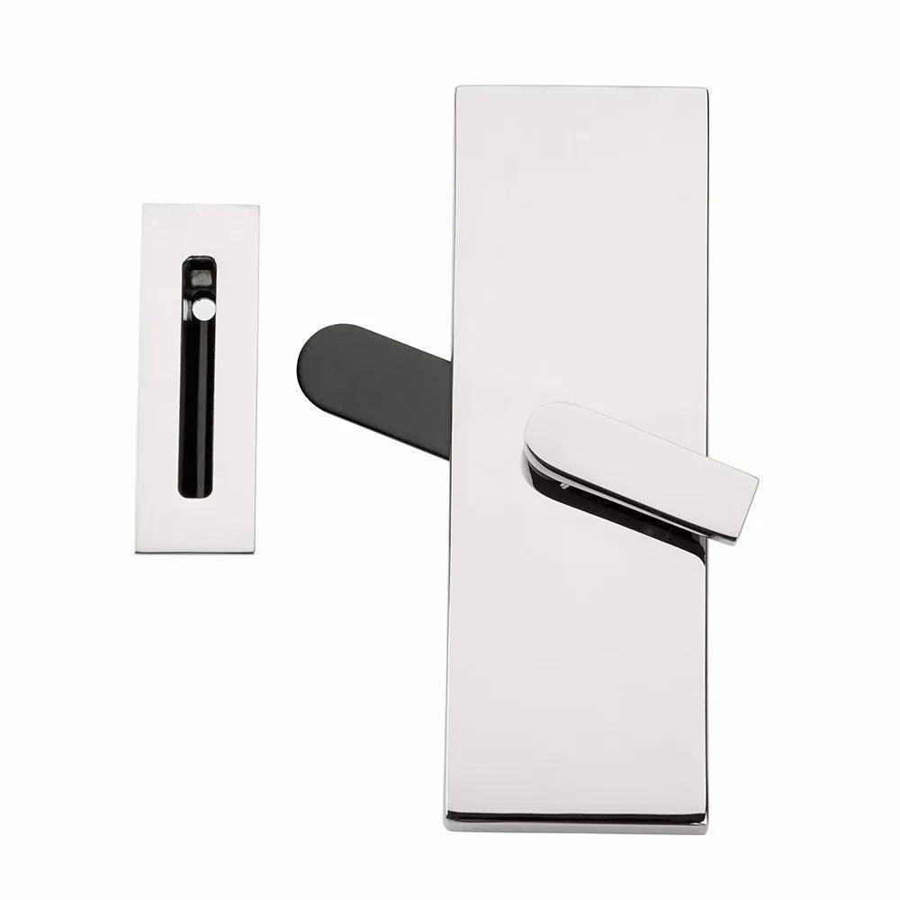 Emtek Modern Rectangular Barn Door Privacy Lock with Strike Polished Chrome