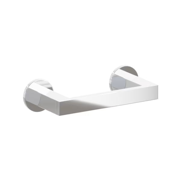 Emtek Modern Rectangular Brass Pivoting Double Post Paper Holder with Small Disc Rosette in Polished Chrome finish