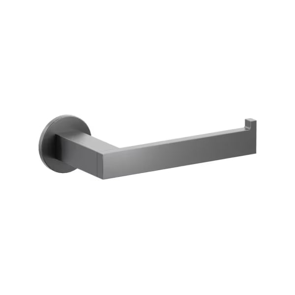 Emtek Modern Rectangular Brass Single Post Paper Holder with Small Disc Rosette in Oil Rubbed Bronze finish