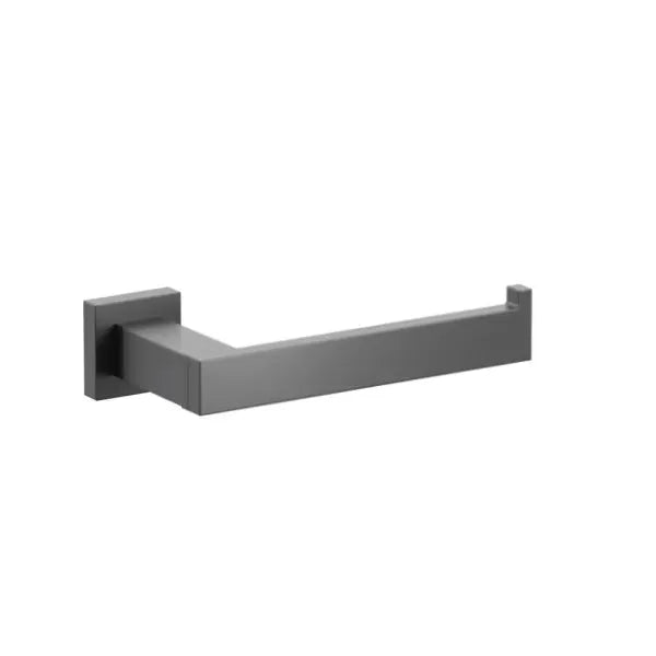 Emtek Modern Rectangular Brass Single Post Paper Holder with Small Square Rosette in Flat Black finish