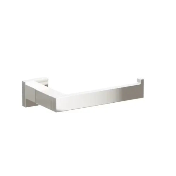 Emtek Modern Rectangular Brass Single Post Paper Holder with Small Square Rosette in Lifetime Polished Nickel finish
