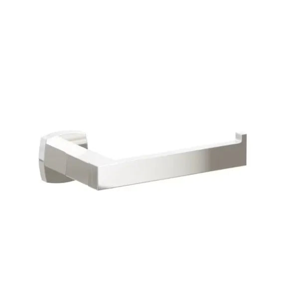 Emtek Modern Rectangular Brass Single Post Paper Holder with Soft Square Rosette in Lifetime Polished Nickel finish