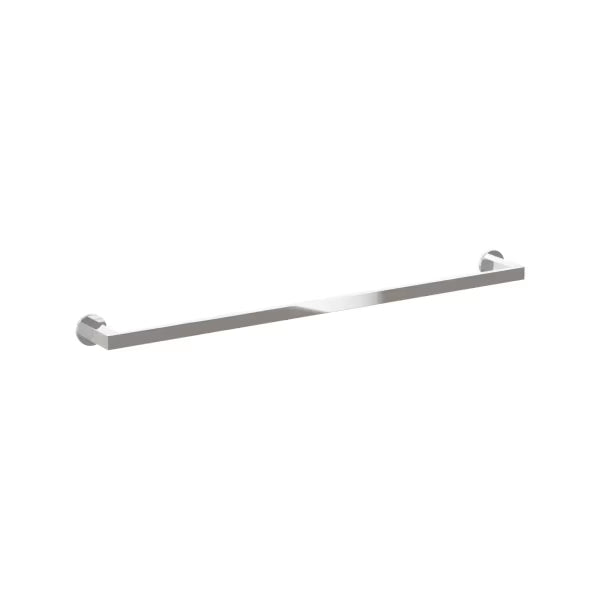 Emtek Modern Rectangular Brass Towel Bar with Small Disc Rosette in Polished Chrome finish