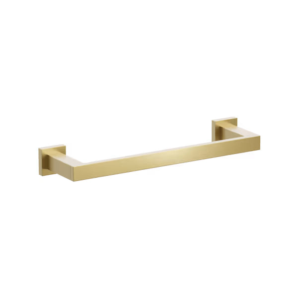 Emtek Modern Rectangular Brass Towel Bar with Small Square Rosette in French Antique finish