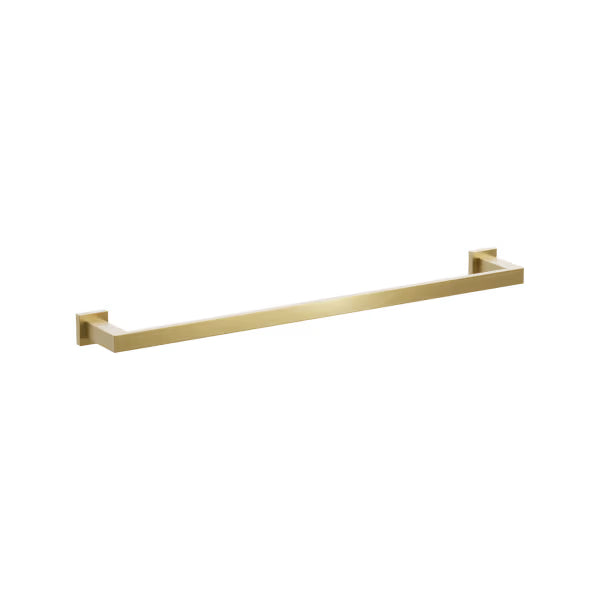Emtek Modern Rectangular Brass Towel Bar with Small Square Rosette in French Antique finish