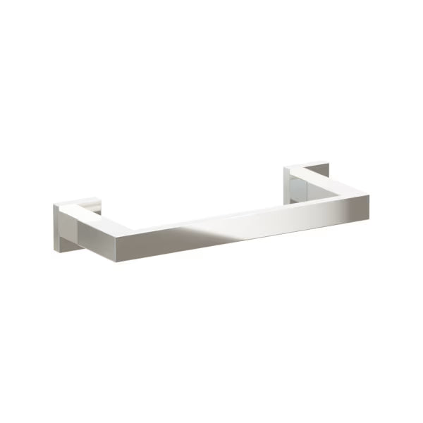 Emtek Modern Rectangular Brass Towel Bar with Small Square Rosette in Lifetime Polished Nickel finish