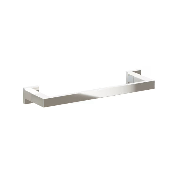 Emtek Modern Rectangular Brass Towel Bar with Small Square Rosette in Lifetime Polished Nickel finish