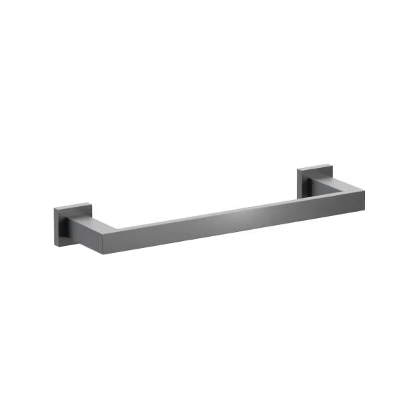 Emtek Modern Rectangular Brass Towel Bar with Small Square Rosette in Oil Rubbed Bronze finish