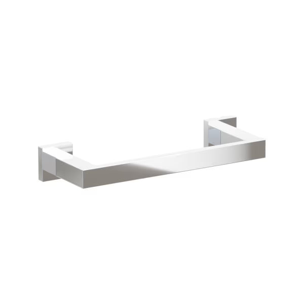 Emtek Modern Rectangular Brass Towel Bar with Small Square Rosette in Polished Chrome finish