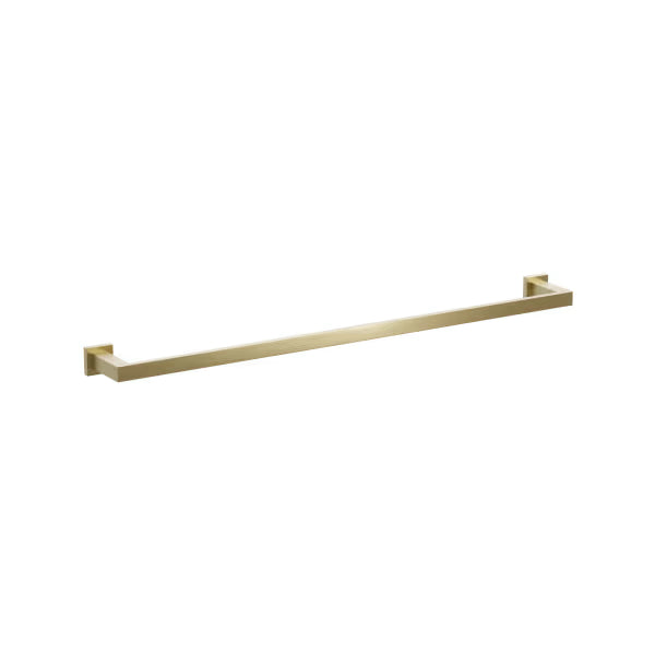 Emtek Modern Rectangular Brass Towel Bar with Small Square Rosette in Satin Brass finish