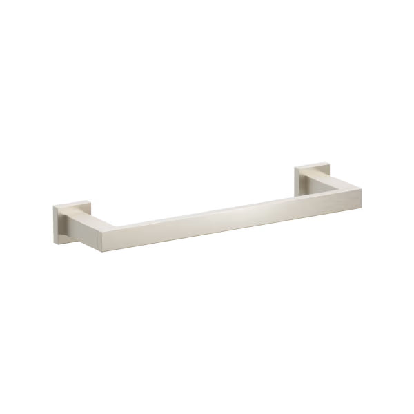 Emtek Modern Rectangular Brass Towel Bar with Small Square Rosette in Satin Nickel finish