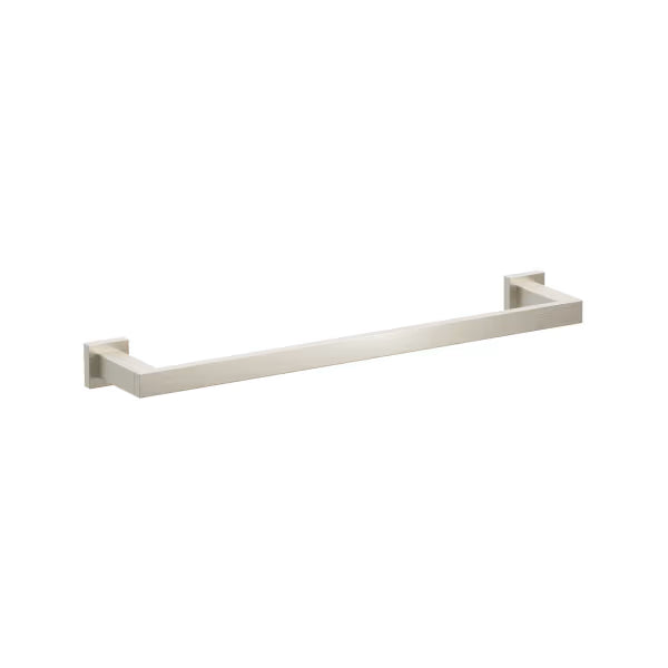 Emtek Modern Rectangular Brass Towel Bar with Small Square Rosette in Satin Nickel finish