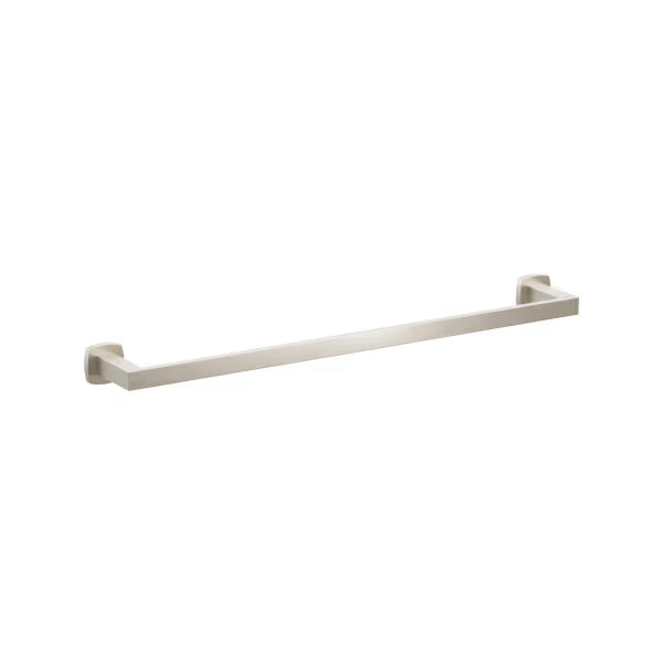 Emtek Modern Rectangular Brass Towel Bar with Soft Square Rosette in Satin Nickel finish