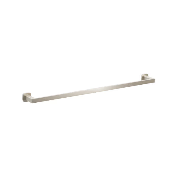 Emtek Modern Rectangular Brass Towel Bar with Soft Square Rosette in Satin Nickel finish