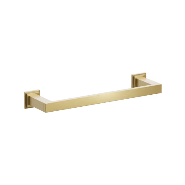 Emtek Modern Rectangular Brass Towel Bar with Step Square Rosette in French Antique finish
