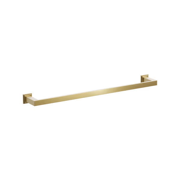 Emtek Modern Rectangular Brass Towel Bar with Step Square Rosette in French Antique finish