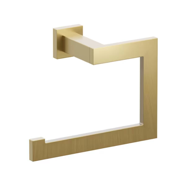 Emtek Modern Rectangular Brass Towel Ring with Small Square Rosette in French Antique finish