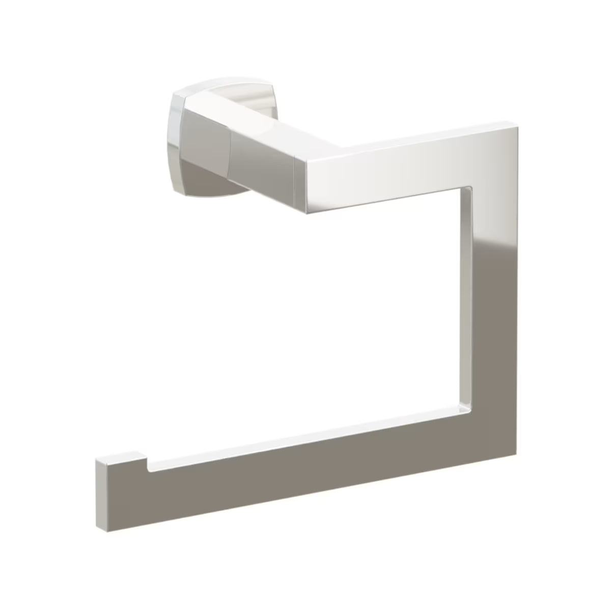 Emtek Modern Rectangular Brass Towel Ring with Soft Square Rosette in Lifetime Polished Nickel finish