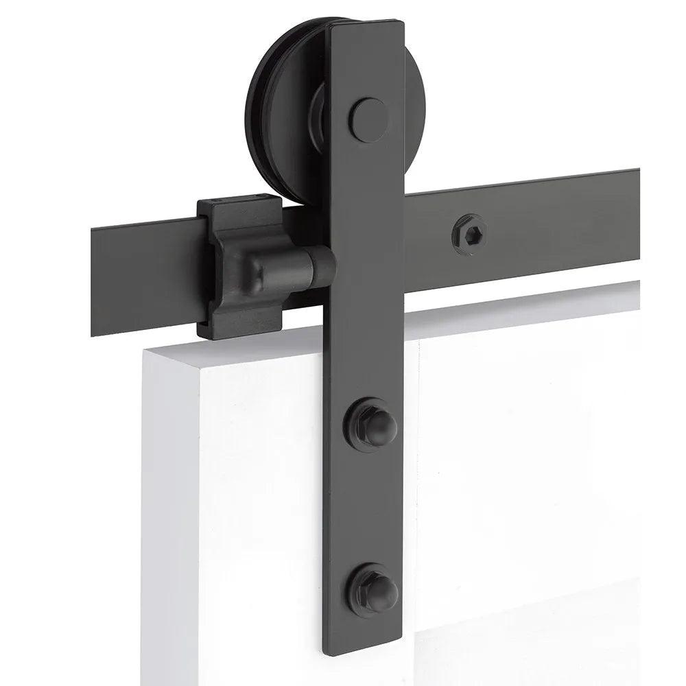 EmtekEmtek Modern Rectangular Face Mount Hanger 5' Track with Solid Wheel & Classic Fastener in 