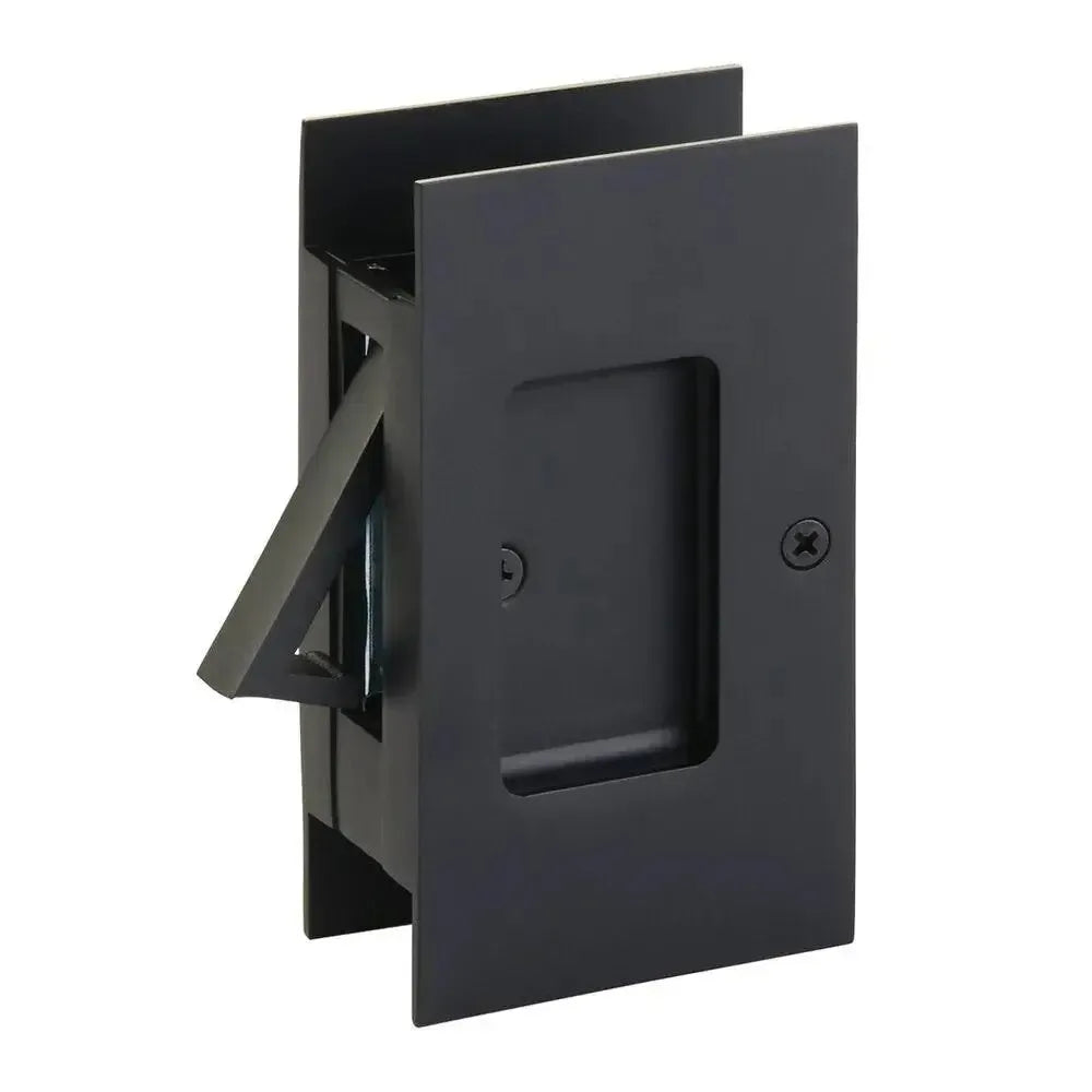 Emtek Modern Rectangular Pocket Door Lock in Flat Black finish
